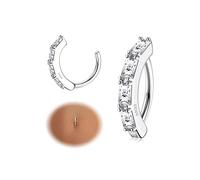 KRFY 14 G Anillos para el Ombligo para Mujeres de Plata Esterlina 925 Hipoalergénico Clicker Piercing Ombligo Cubic Zirconia Paved Invertir Anillos Ombligo Body Belly Piercing Joyería