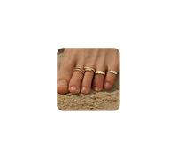 KRFY 4 Piezas de Oro de 14 Quilates Chapado en Anillos del Dedo del pie para Las Mujeres de Oro Ajustable Anillo del Dedo del pie de Banda Abierta Conjunto de Anillos CZ Pie Joyería