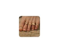 KRFY 4 Piezas de Oro de 14 Quilates Chapado en Anillos del Dedo del pie para Las Mujeres de Oro Ajustable Anillo del Dedo del pie Conjunto de Banda Abierta del Dedo del pie Anillos de Joyería