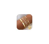 KRFY 5 Pulsera Mujer Plata Oro Conjunto Pulseras Mujer Acero Inoxidable Pulseras Brazalete Ajustable Mujer Pulsera De Cadena Tenis Cierres De Clip Y Circonitas Conjunto Joyas Regalo Para Mujer-G-No CZ