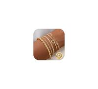 KRFY 5 Pulsera Mujer Plata Oro Conjunto Pulseras Mujer Acero Inoxidable Pulseras Brazalete Ajustable Mujer Pulsera De Cadena Tenis Cierres De Clip Y Circonitas Conjunto Joyas Regalo Para Mujer-G-Heart