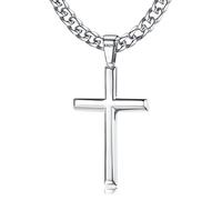 KRFY 925 Collar Colgante Cruz de Plata Esterlina para Hombre Mujer con 5 mm Collar Duradero de Acero Inoxidable con Corte de Diamante Figaro o Cadena18K Colgante Cruzado Chapado en Oro Blanco Collar