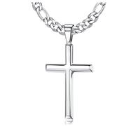 KRFY 925 Collar Colgante Cruz de Plata Esterlina para Hombre Mujer con 5 mm Collar Duradero de Acero Inoxidable con Corte de Diamante Figaro o Cadena18K Colgante Cruzado Chapado en Oro Blanco Collar