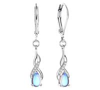 KRFY 925 Orecchini in Argento per Donna Arcobaleno Moonstone Cubic Zirconia Hoops Pendle Orecchini Argento 925 Leverback Moonstone CZ Infinity Drop Orecchini Ipoallergenici per Le Donne Ragazze