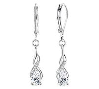 KRFY 925 Orecchini in Argento per Donna Arcobaleno Moonstone Cubic Zirconia Hoops Pendle Orecchini Argento 925 Leverback Moonstone CZ Infinity Drop Orecchini Ipoallergenici per Le Donne Ragazze