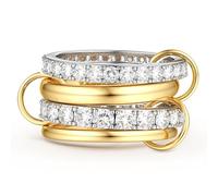 KRFY Anillos Mujer Oro Plata Anillo Mujers Hombre Apilamiento Orados Circonia Cúbica Compromiso Anillos Siempre Juntas Boda Promesa Plata Anillo Hombre Mujer 4P11