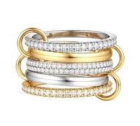 KRFY Anillos Mujer Oro Plata Anillo Mujers Hombre Apilamiento Orados Circonia Cúbica Compromiso Anillos Siempre Juntas Boda Promesa Plata Anillo Hombre Mujer 5P8