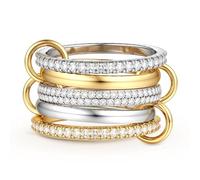 KRFY Anillos Mujer Oro Plata Anillo Mujers Hombre Apilamiento Orados Circonia Cúbica Compromiso Anillos Siempre Juntas Boda Promesa Plata Anillo Hombre Mujer 5P7