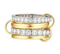 KRFY Anillos Mujer Oro Plata Anillo Mujers Hombre Apilamiento Orados Circonia Cúbica Compromiso Anillos Siempre Juntas Boda Promesa Plata Anillo Hombre Mujer 4P8