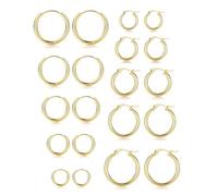 KRFY Juego de Pendientes de Aros Pequeños para Mujeres Hombres Niñas Ligero Huggie Click-Top Acero Inoxidable Sleeper Cartílago Pendientes Sin Fin Hipoalergénico 8/10/12/14/16mm 10 Pares