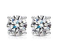 KRFY Moissanite Pendientes 1ct 2ct Corte Redondo Brillante D Color VVS1 Pendientes de Diamantes Creados 18 K Chapado en Oro Blanco Plata Esterlina Moissanite Pendientes con Respaldo de Silicona 5.5MM