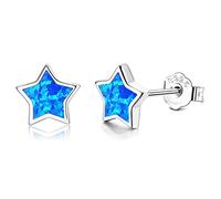 KRFY Pendientes de Plata de ley 925 con Forma Estrella Pendientes de Ópalo Para Mujer Pendientes Minimalistas 18K Chapado en Oro Creado Blanco Azul Rosa Regalos de Joyería Ópalo Hipoalergénico