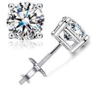 KRFY Pendientes Tuerca Moissanita 1/1,6/2 Quilates 6.5 mm Brillante Corte Redondo Color D, VVS1 Claridad Creados Pendientes Diamantes Plata de ley Chapados en Oro Blanco 18K Para Mujer