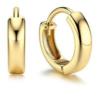 KRFY Plata Esterlina Pendientes de Aro Para Mujeres Niñas 14K Vermeil Chapado en Oro de 3 mm Chunky Oro Aros Pendientes Huggie Negrita Pequeño Medio aro 12/18/25mm