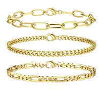 KRFY Pulsera Mujer Plata 925 Figaro Cuban Twist Pulseras de Plata Apilables Set