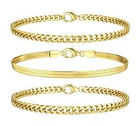 KRFY Pulsera Set Oro Figaro Cuban Pulsera Twist Pulseras de Plata Apilables Set para Mujer Oro