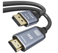 Kricsertg 8K DisplayPort 1.4 a HDMI 2.1 Cable 1M, 8K @ 60Hz 4K @ 120Hz 2K @ 240Hz, HDR, solo de DP a HDMI para NVIDIA, AMD y PC portátil a monitor proyector TV Ultra rápido estable