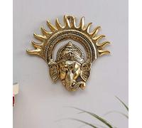 KridayKraft Escultura de metal dorado Ganesha para colgar en la pared, ídolo Ganesh Ganpati, Lucky Feng Shui, decoración de pared, arte, ídolo religioso, figuras de exhibición...