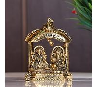 Kridaykraft Estatua decorativa de metal Laxmi Ganesh Idol Murti, marco de templo, para Pooja y decora tu hogar, oficina, figuras decorativas
