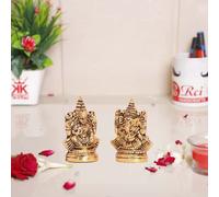 Kridaykraft Figura decorativa de metal Laxmi Ganesh Idol Murti Metal Laxmi Ganesha para Pooja y decora tu hogar, oficina, figuras decorativas