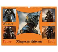 Krieger der Elemente (Wandkalender 2026 DIN A3 quer), CALVENDO Monatskalender: Fantasie Krieger der Elemente Wasser,Erde,Luft und Feuer in Rüstung