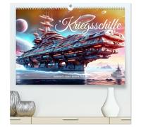 Kriegsschiffe Anbruch einer neuen Ära (hochwertiger Premium Wandkalender 2026 DIN A2 quer), Kunstdruck in Hochglanz: Futuristische Schönheit der Kriegsschiffe von morgen.