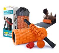 Krightlink Juego de rodillos de espuma 5 en 1, rodillo de espuma de punto de activación, masaje muscular, rodillo de espuma de alta densidad, rodillo de masaje, bola de masaje, banda de resistencia