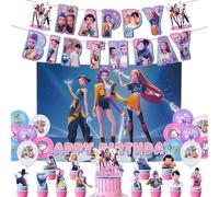 Krilucly 31pcs Kpop Hunter Decoraciones de cumpleaños Kpop,Decoraciones de cumpleaños,Huntrix Anime Decor Pastel Cumpleaños,Suministros de decoración,Fiesta de cumpleaños para niñas Niño(B)