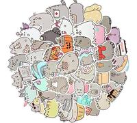 Krilucly 50 Pegatinas Bonitas de Gatos y Animales Lindos, Dibujos Animados Astéticos para Niños, Impermeables Graffiti Calcomanías para Portátil y Botella de Agua