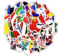 Krilulcy - Juego de 50 Pegatinas de Banderas Nacionales, Países y Mapas, Calcomanías de Viaje en Vinilo de Diferentes Países para Manualidades