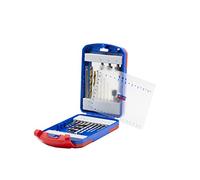 Krino 9030282 Start - Set mixto con casquillo hexagonal de 1/4 para atornillar, taladrar y desvasar, azul/rojo, juego de 33 piezas