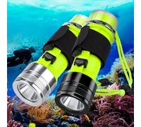 Kriogor 2 Piezas LED Linterna de Buceo, 1500 lúmenes luz LED de Buceo Recargable, IPX8 Impermeable, Sumergible hasta 80 Metros a Prueba de Agua, 3 Modos para Natación, Senderismo de Noche, Pesca