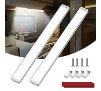 Kriogor 228 LED Listón de 12 V 10 W, 2 unidades de 2000 LM LED lámpara con interruptor, 42 cm 6000 K, barra de iluminación para coche, furgoneta, autobús, caravana, barco, cocina, camión, universal