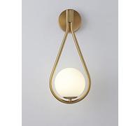 KRIPINC Aplique Pared Interior LED Bola Vidrio 5W, Aplique Pared Bola, Aplique de Pared Globo, Aplique Pared Interior Vintage para Salon, Dormitorio, Mesita de Noche, Pasillo, Escaleras (Dorado)