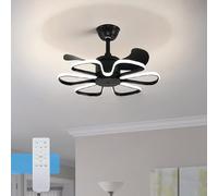 KRIPINC Silencioso Ventilador de Techo con Luz y Mando a Distancia, Lampara Techo Ventilador Regulable con 6 Velocidades de Viento y 3 Temperaturas de Color, para Salon Dormitorio Comedor, Negro