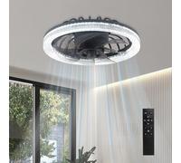 KRIPINC Ventilador de Techo con Luz LED y Mando a Distancia, Silencioso E27 Regulable Lampara Techo Ventilador con 4 Velocidades de Viento y 3 Colores de Iluminación, para Salon Dormitorio Comedor