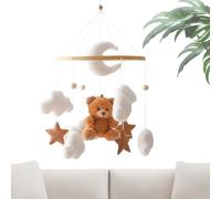 Krippen-Mobile - Niedlicher Braunbär-Plüsch | Babyzimmerdekoration, Bär Wolke Stern Babybett Mobile | Ästhetisches Ornament, hängender Schnuller mit Drehung für das Schlafzimmer von Kindern, Mädchen,
