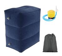 Kripyery 1 juego de almohada inflable para reposapiés con bomba, almohada inflable de viaje de 3 capas, almohada de pierna de altura ajustable, almohada de viaje en avión, almohada reposapiés para