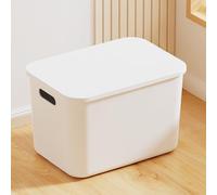 Kripyery Caja de almacenamiento con tapa y asa de gran capacidad, apilable, a prueba de polvo, juguetes de maquillaje, cesta de almacenamiento diversa, contenedor de organización de escritorio para