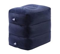Kripyery Reposapiés inflable portátil para descansar las piernas en avión, altura ajustable, resistente al desgaste, súper suave, plegable, portátil, extensor de silla azul oscuro