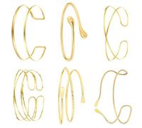 KRISFD Pulsera ajustable Set Di Bracciale Regolabile Per Il Braccio Superiore 6 Pezzi Filigrana Swirl Bracciale Boho Monili Di Costume Regolabile Coil Polsino Aperta Fascia Braccio Del Braccialetto