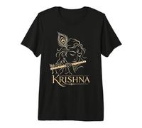 Krishna - Flauta de Dios hindú con Plumas de Pavo Real, Regalo devocional Camiseta Premium