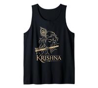 Krishna - Flauta de Dios hindú con Plumas de Pavo Real, Regalo devocional Camiseta sin Mangas