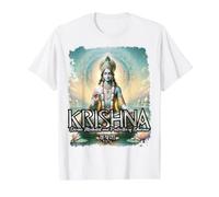 Krishna Hindú Dios Indio Mitología Iluminación Espiritual Camiseta gráfica económica, Hombre, Blanco, XL