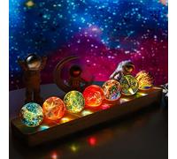 KRISININE Esferas curativas naturales de 7 chakras con soporte de madera LED de 40 mm, piedras de cuarzo de cristal para meditación, energía positiva, luz nocturna, bolas de decoración para el hogar