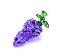 KRISININE Figura de uva morada hecha a mano de cristal, adorno de frutas de cristal, decoración de uva en miniatura para el hogar, oficina, cumpleaños para mamá