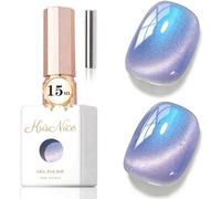 KRISNICE Esmalte de uñas UV ojo de gato, esmalte de uñas de gel de cristal con imán Soak-Off Cat Eye UV Gel para principiantes DIY Nail Art Manicura Salón de 15 ml DIY en casa (sirena violeta-MY051)