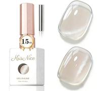 KRISNICE Esmalte de uñas UV ojo de gato, esmalte de uñas de gel de cristal con imán Soak-Off Cat Eye UV Gel para principiantes DIY Nail Art Manicura Salón 15 ml DIY en casa (Nude Jalee-MY053)