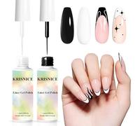 KRISNICE Gel Polish Swirl Nail Art Gel Liner - 2 pcs 7.2ml Classic Blanco y negro Color Gel Art Paint for Nails Built Thin French Line Nail Art Brush in Gel Pens Soak Off Manicure Salon DIY(KLX2-002)