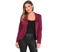 KRISP Chaqueta Mujer Vestir Casual Elegante Básica Blazer Talla Grande Traje Manga Larga Joven, (Granate (3558), 38 EU (10 UK)), 3558-WIN-10